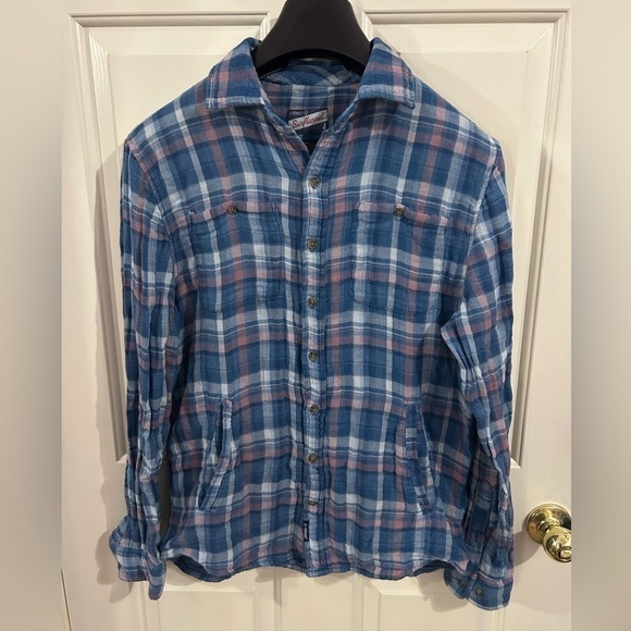 Johnnie-O Men’s Small Pink Blue Pocket Surflannel - Picture 2 of 9